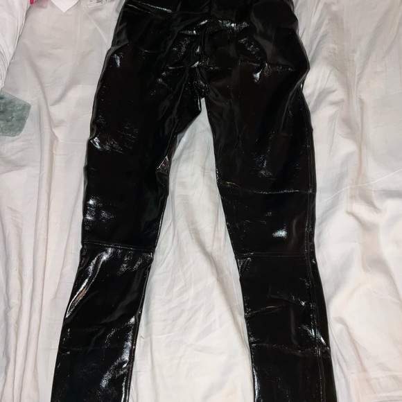 SPANX Faux Patent Leather Leggings Small Black NWT whimsygoth bikercore y2k - Picture 2 of 5
